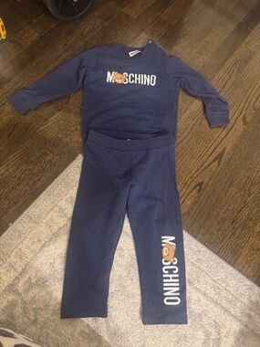 Moschino Navy Logo Sweatshirt and Leggings Kids Set